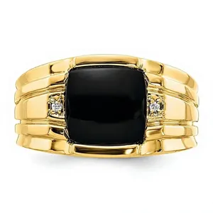 18K Rose Gold Plated 925 Sterling Silver <b>Men's</b> Emerald Cut <b>Black</b> Onyx Eternity <b>Ring</b> Classic Wedding Engagement Band Party - Product Image 1