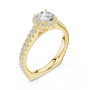 แหวนเพชรทรงกลมเพาะเลี้ยงในห้องปฏิบัติการ ทอง 14K 18K แบบโซลิแทร์ ฮาโล เพฟ ยูโรแชงค์ 1.44 กะรัต DEFVVS แหวนสั่งทำพิเศษสำหรับวันครบรอบ ของขวัญ ODM - Product Image 3
