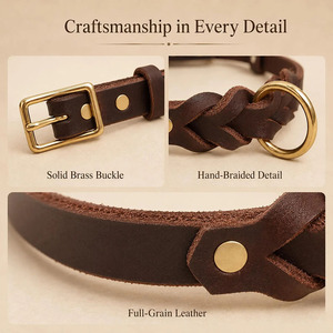 Wholesale genuine leather dog collar with <b>braided</b> craftsmanship daily walks training sessions and outdoor use in reasonable rate - Product Image 6