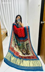 Sari en modal de qualité supérieure avec imprimé Bandhani - Imprimé à motifs et pallu Gota Patti - Collection de blouses - Fournisseur mondial - Product Image 3