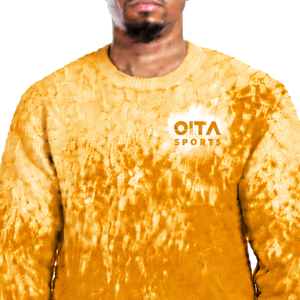 Pull en maille dégradé jaune doré et blanc pour homme, col rond, manches longues, personnalisé, style streetwear décontracté, mode hiver - Product Image 5