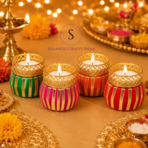 Indian Tea Light Candle Holder Festive Home Decor Pooja Housewarming Henna Haldi Mehandi Wedding Decoration Return Gifts Candle - Product Image 1