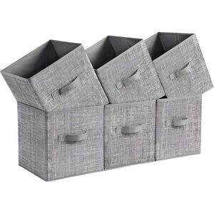 Contenitori portaoggetti a cubo da 11 pollici in tessuto non tessuto, set da 6 con doppie maniglie, organizer pieghevoli per armadi - Product Image 1