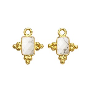 Abalorios de howlita chapados en oro de latón de 5x3 mm – Conectores de cristal rectangulares para la fabricación de joyas - Product Image 1