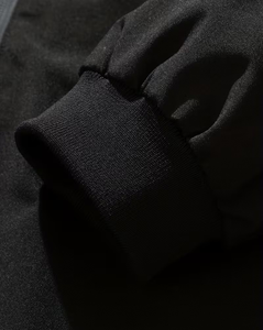 Men's Black Bomber Jacket Solid Color Zipper Closure Stand Collar Casual Windproof Polyester Autumn Wear - Product Image 5