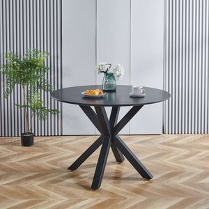 Table à manger sur piétement en MDF de style Mid-Century de 42,1 pouces, plateau noir avec dossier de dossier inclinable pour 4 à 6 personnes - Product Image 3