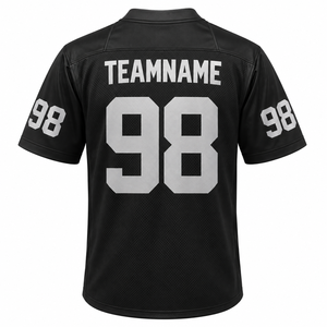 Custom Black American Football Jersey V Neck <b>Mesh</b> <b>Short</b> Sleeve Team Uniform Sportswear Wholesale - Product Image 2
