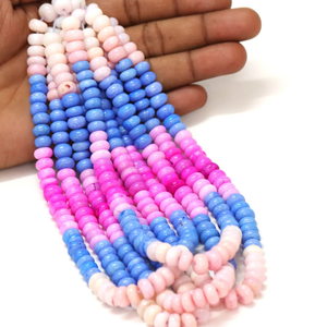 Hermosas cuentas de ópalo multicolor en forma de rondel, lisas, de 15 pulgadas, 7-10 mm, de colores mixtos, cuentas de ópalo liso de calidad AAA. - Product Image 1