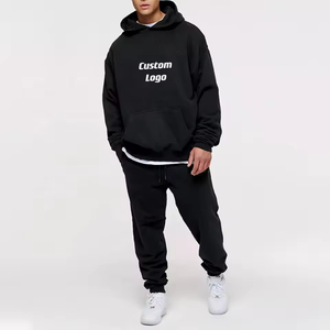 Winter Hooded Casual Solid Men Sportswear Jogging <b>Tracksuits</b> Drawstring Lightweight Breathable Cotton Two-Piece <b>Tracksuits</b> - Product Image 1