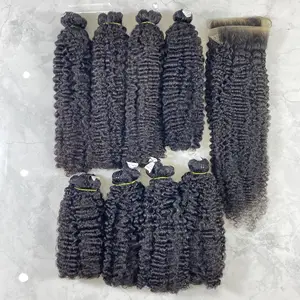 ビルマスカーリーシングルドナーベトナムの生毛キューティクル整列髪工場からの卸売