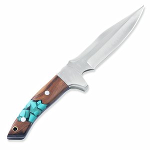 Cuchillo Bowie Táctico OEM Personalizado con Mango de Palisandro y Funda de Cuero, Hoja de Acero 440C de Espiga Completa para Caza, Camping y Fileteado - Product Image 4