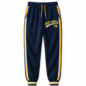 EKIN Impex Custom High Street Style Eco-Friendly 100%<b>Polyester</b> Men's Custom Sports <b>Jogger</b> Track Pants with Side Stripes - Product Image 1