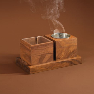 Handcrafted Wooden Bakhoor Burner Set <b>With</b> Storage Box And Tray. Premium Home Decor For Global Export High Quality Finish - Product Image 2