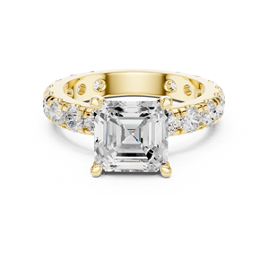 แหวนแต่งงานทองคำขาว 14k ประดับเพชรทรง Asscher แบบ Halo Solitaire สำหรับผู้หญิง พร้อมวงแหวนฝังเพชรเต็มวง ดีไซน์หรูหรา - Product Image 3