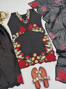 Traje Salwar Kameez de Lujo con Tela Romana Pakistaní, Talla Personalizada, Ropa de Fiesta para Damas, Colección Eid al por Mayor - Product Image 6