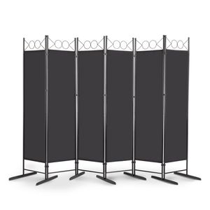 Divisorio Pieghevole a 6 Pannelli con Schermo da 1,75 m, Tessuto in Poliestere 160g, Telaio in Acciaio al Carbonio e Piedini in Plastica Nera - Product Image 2