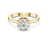 Bague de fiançailles solitaire en moissanite jaune or à taille ronde, classique à six griffes, pour femme, bague de promesse de mariage, bijou personnalisé