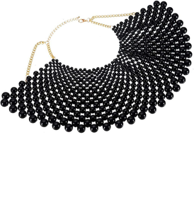 Vestido de Fiesta con Collar de Perlas Negras, Diseño Elegante para Fiesta, Alta Calidad y Buenos Precios - Product Image 1