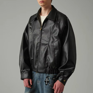 PU Winter Waterproof Windproof <b>Metal</b> Zipper Customizable Front Logo for Men High Quality Leather jacket Outdoor Travel Jackets - Product Image 1