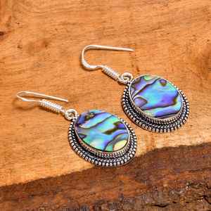 Iridescent <b>Abalone</b> <b>Shell</b> Dangle Earrings Handmade Sterling Silver Boho Gemstone Jewelry Gift For Women - Product Image 2