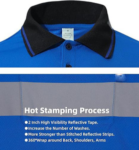 High Quality Manufacturer's Reflective Safety Polo Shirts 100% Polyester Mesh Fabric Hi Vi Reflective Work Safety Polo Shirts - Product Image 3