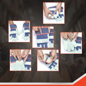 Guantes de Trabajo de Cuero Vacuno, Resistentes a la Abrasión, Protección Industrial para las Manos, Guantes de Seguridad para Construcción y Jardinería - Product Image 5