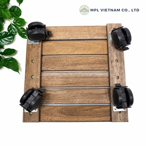 Soporte para Plantas de Madera de Acacia de Alta Calidad, Estilo Vintage, con Ruedas, Forma Cuadrada, Rotación de 360 Grados, para Hogar y Jardín, con Revestimiento de PU, para Flores/Plantas Verdes - Product Image 4