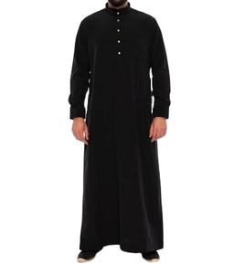 Vente chaude thobes Dernières Conceptions thobes jubbah Mode Vêtements Islamiques Noir Musulman Daffah Longue longueur Élégant Thobe Hommes - Product Image 1