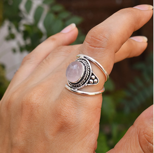 Handmade Rose <b>Quartz</b> <b>Ring</b> Natural Gemstone Jewelry Artisan Silver <b>Ring</b> Romantic Gift Idea - Product Image 1