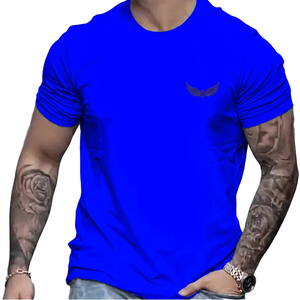เสื้อยืดแขนสั้นสีขาวสำหรับผู้ชาย พิมพ์ลายปีกโลโก้ ทรงเข้ารูป คอกลม ผ้าเจอร์ซีย์คอตตอน ระบายอากาศได้ดี ดีไซน์ลำลอง - Product Image 3