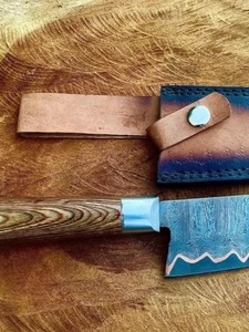 Couteau de Chef en Acier Damas Cuivré avec Manche en Bois pour Cuisine, Découpe, Désossage et Boucherie - Vente en Gros B2B OEM - Product Image 6