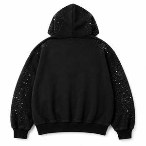 เสื้อฮู้ดซิปประดับเพชรเม็ดใหญ่หรูหราแบบวินเทจสไตล์สตรีทแวร์สำหรับผู้ชาย - Product Image 2