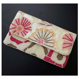 New Arrival Handmade Lemon Slice Glass Beaded Clutch Bag with Gold Chain Fashion Floral Pattern Women's Party Handbag - Product Image 3