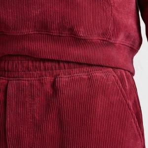 Survêtement unisexe en velours rouge à manches longues, à capuche, couleur unie, vêtements de sport décontractés avec poches latérales, taille élastique, vêtements d'automne - Product Image 5