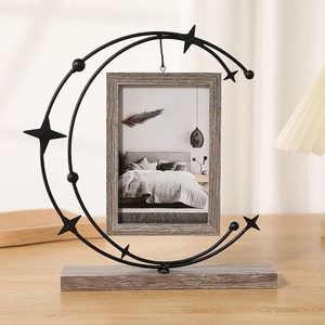 Eye Level <b>Round</b> Metal Photo <b>Frame</b> With Leaf Design Gold Finish Horizontal Tabletop Display Decorative Home Accent - Product Image 4