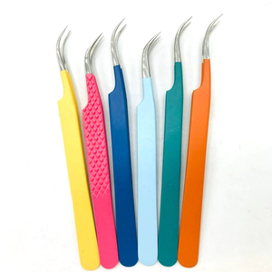 Pinzas para Extensión de Pestañas de Color Mate con Marca Privada Personalizada, Agarre con Textura de Diamante, Acero Inoxidable, Curvadas, para Volumen - Product Image 4