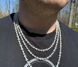 925 Sterling <b>Silver</b> Men's <b>Silver</b> Plated Skeleton Popcorn Chain Necklace Hiphop Style Zinc Alloy Daily Wear Jewelry - Product Image 1