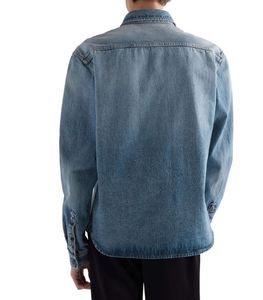 Chemises en jean pour hommes à prix d'usine, décontractées, délavées, boutonnées, manches longues, confortables, tendance, vente en gros, fournisseur en vrac, 100% coton - Product Image 4