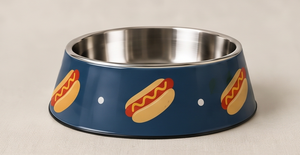 Cuenco para mascotas con diseño de salchicha de perrito, base antideslizante, azul oscuro, de acero inoxidable, comedero/abastecedor de agua para perros y gatos, venta al por mayor - Product Image 5