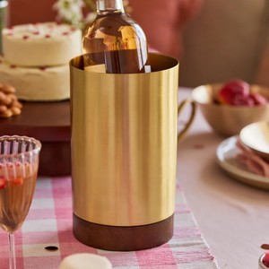 Enfriador de Vino de Acero Inoxidable de Lujo con Base de Madera, Enfriador de Champán Moderno, Cubitera para Decoración de Bar en Casa - Product Image 5