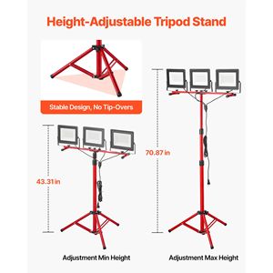 <b>LED</b> <b>Work</b> <b>Light</b> Stand with 21000 Lumens Three Head Portable Camping Lamp Individual Switch 10.83 ft Power Tripod Stand - Product Image 4