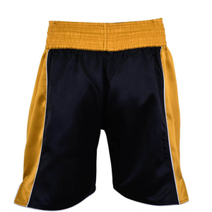 Shorts de boxe pour hommes noir et or, color block, anti-humidité, séchage rapide, légers, respirants, en polyester, pour l'entraînement sportif - Product Image 6