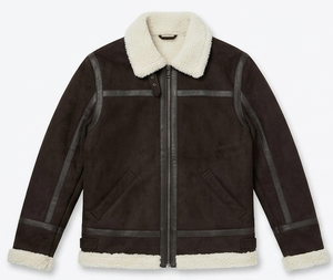 Blouson Bomber Homme en Cuir Véritable Premium avec Fermeture Éclair, Doublure Douce en Fausse Fourrure Polyester, Chaleur Hivernale, Style Streetwear, Séchage Rapide - Product Image 1