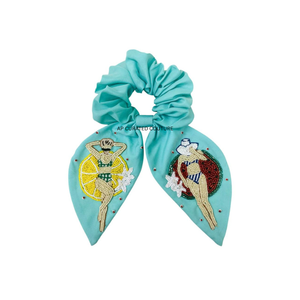 AP CURATED COUTURE Coletero Azul Personalizado Hecho a Mano con Cristales, Perlas y Bordado de Conchas de Coral - Para Fiestas y Eventos, para Mujer - Product Image 3