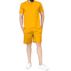 Conjunto Deportivo Econex para Hombre, Azul, Casual, de Verano, Dos Piezas, Camiseta de Algodón Tejido y Pantalones Cortos, Transpirable, de Secado Rápido, 180g, con Estampado de Letras, Sin Costuras - Product Image 1