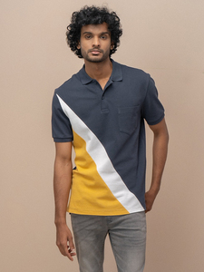 เสื้อเชิ้ตแขนสั้นทรงปกติสำหรับผู้ชาย ลายเรขาคณิตแบบ Color Block สไตล์ลำลอง - Product Image 1