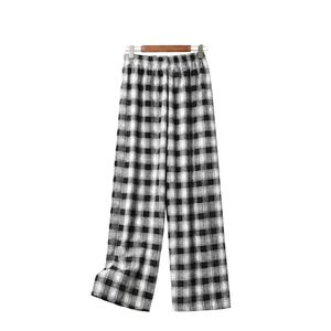 Plus Size <b>Women</b> Flannel Pants High Waist <b>Plaid</b> Printed Wide Leg <b>Trousers</b> Elastic Waist Breathable Summer Casual Wear - Product Image 5