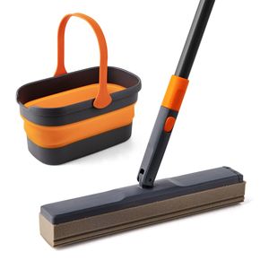 Kit Secchio Pieghevole e Mop con Spugna - Sistema di Pulizia Pavimenti Senza Mani per Casa, Pulizia e Conservazione del Secchio - Product Image 1