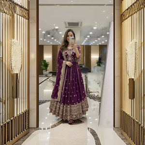 Traje Anarkali Tradicional y Elegante con Bordado de Georgette, para Mujer, Moderno, para Bodas, Diwali, Fiestas, de Secado Rápido - Product Image 1