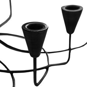 Modern Style <b>Black</b> 8 Light Cup Candelabra Elegant Metal Taper <b>Candlestick</b> Holder Centerpiece For Dining Weddings & Events - Product Image 6
